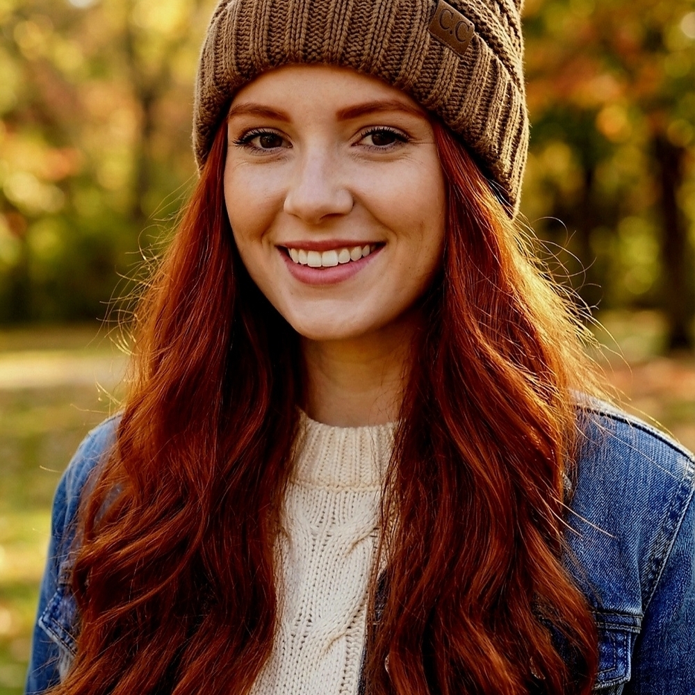 C.C Brown Ribbed Knit Beanie - Picture 4 of 10